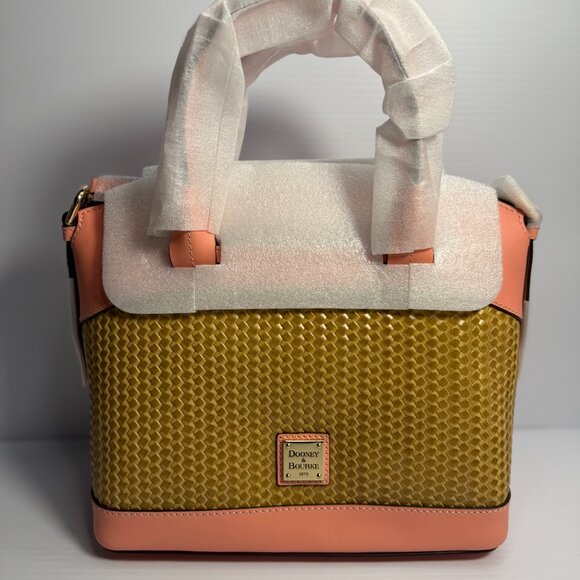 Dooney and Bourke Beacon Woven Domed Satchel Coral NEW Still Wrapped